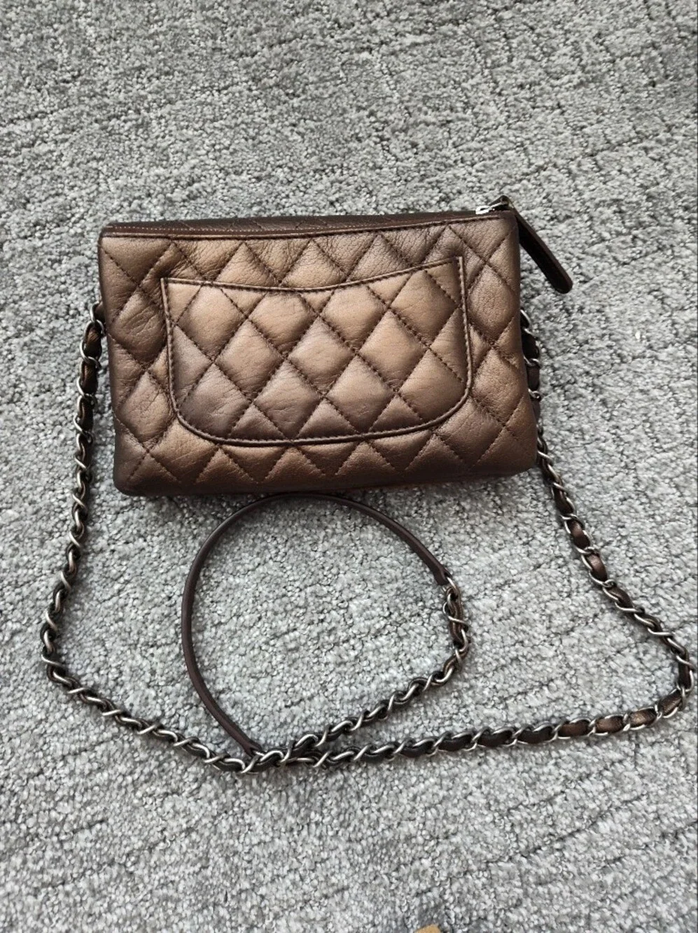 Chanel Paris-Salzburg Brown Metallic Leather & Pony Crossbody Bag